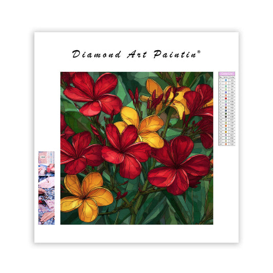Red and Yellow Tropical Flowers - Diamond Painting