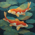 Koi in Lily Pond Art - Diamond Painting