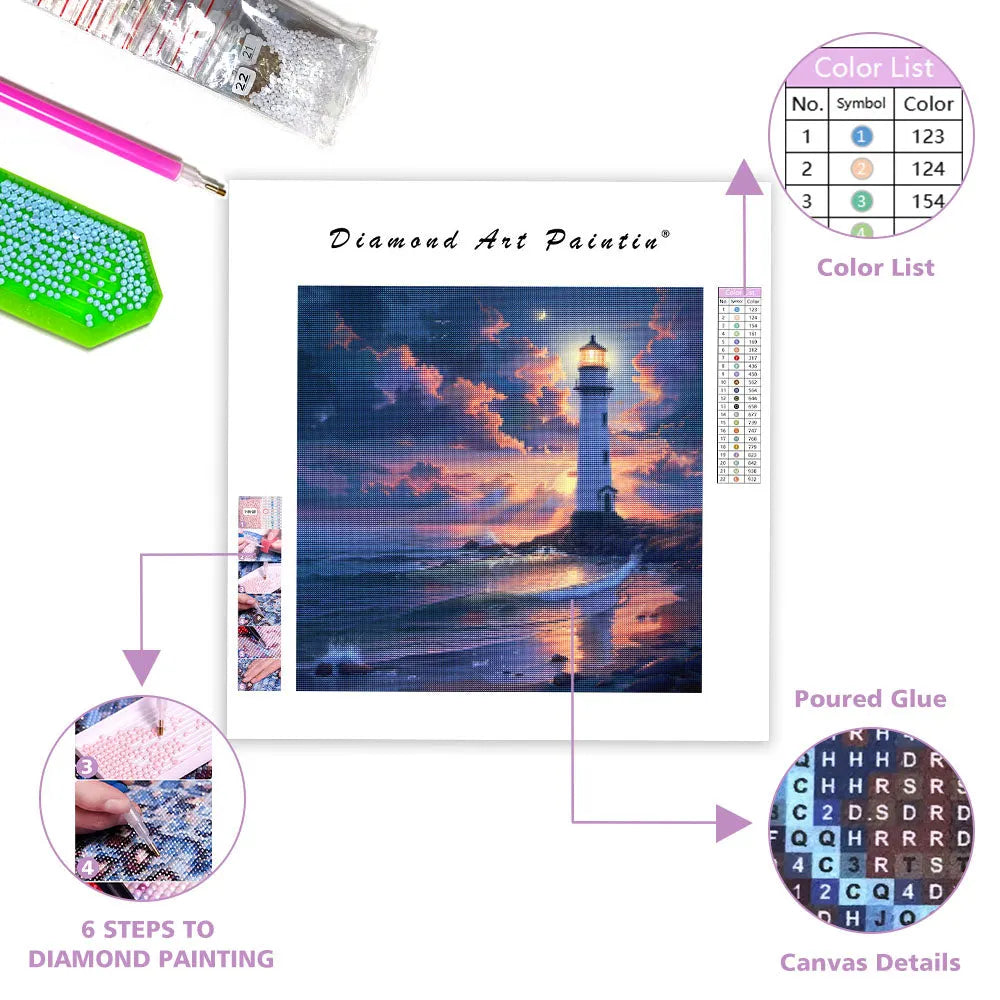 Quiet Lighthouse Glow - Diamond Painting
