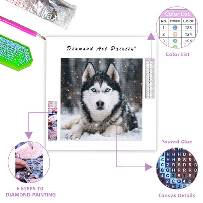 Husky in Snow - Diamond Painting