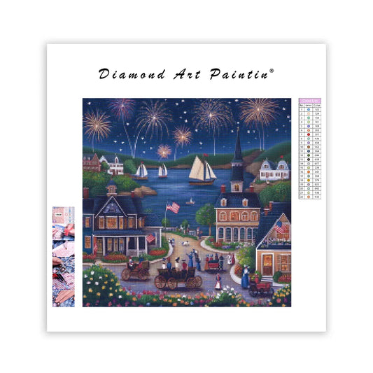 Festive Evening Illustration - Diamond Painting