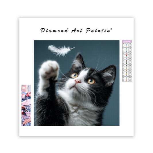 Pouncing on a Feather - Diamond Painting