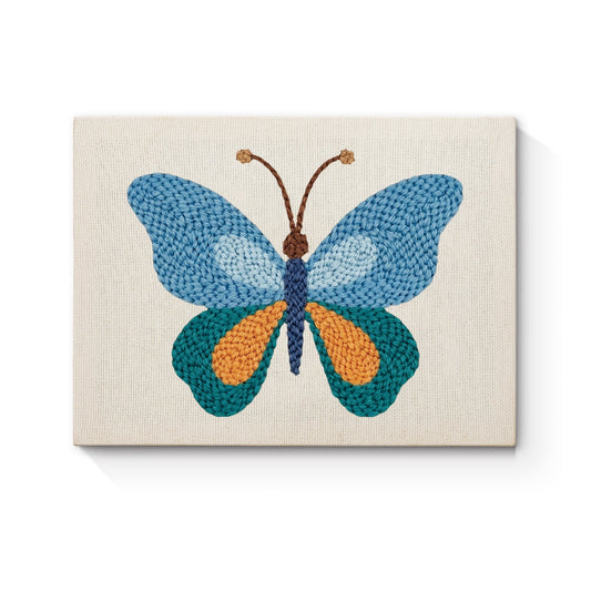 Blue & Orange Butterfly - Punch Needle
