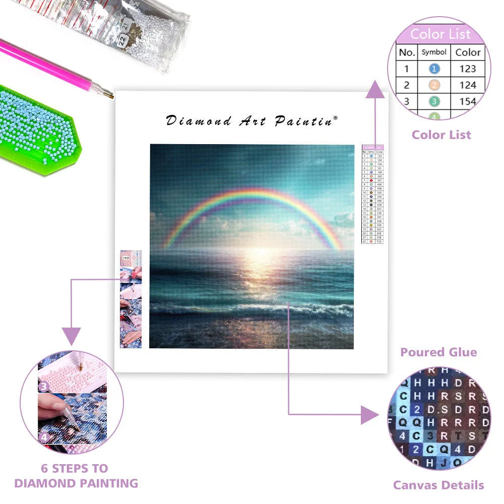 Rainbow over Calm Sea - Diamond Painting