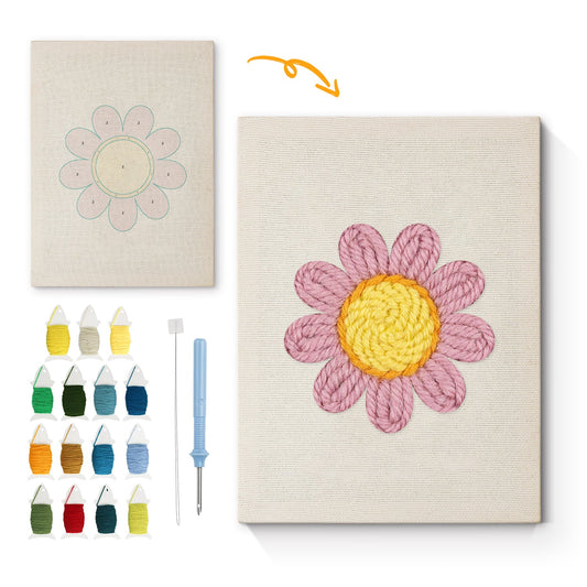 Pink Daisy - Punch Needle