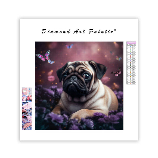 Puppy with Butterflies - Diamond Painting