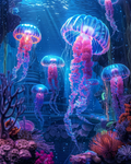 Colorful underwater coral palace scene in diamond painting artwork