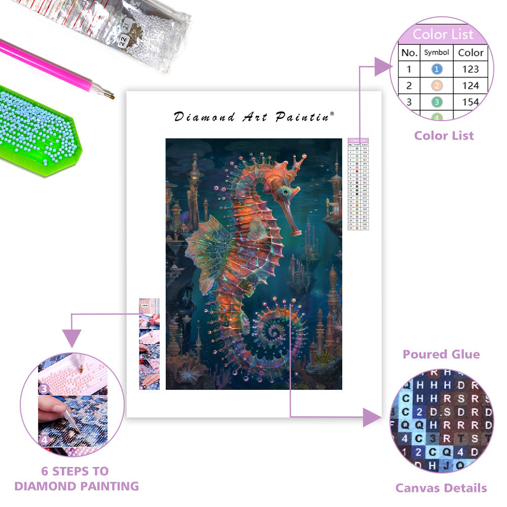 Coral Seahorse - Diamond Painting