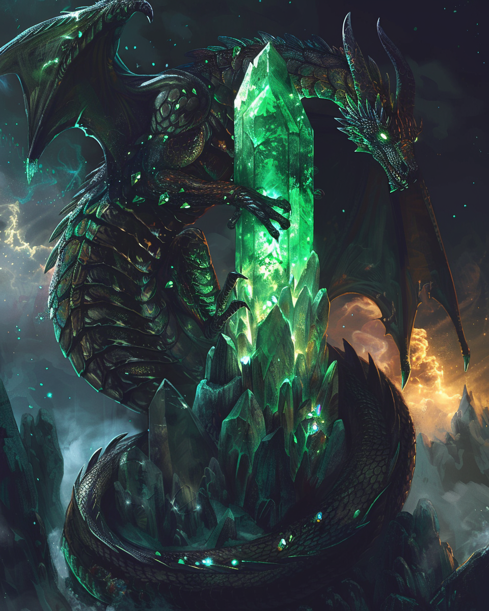 Crystal dragon with faceted jewel details in sparkling diamond art