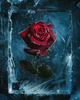 Frozen rose with icy crystal petals in diamond painting art