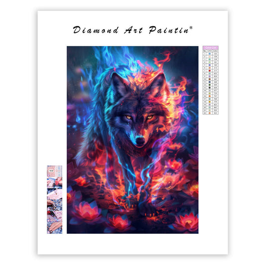 Lotus Flame Wolf - Diamond Painting