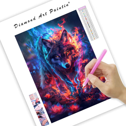 Lotus Flame Wolf - Diamond Painting