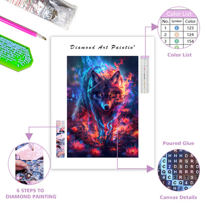 Lotus Flame Wolf - Diamond Painting