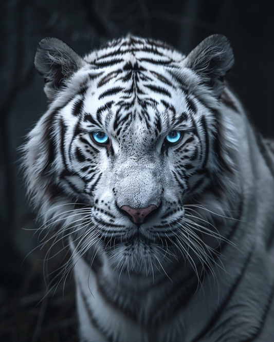Mystical tiger surrounded by glowing magical effects in diamond art