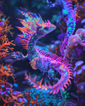 Fantasy dragon with luminous opal scales in diamond painting art