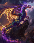 Storm wyvern flying through dark clouds in diamond painting art