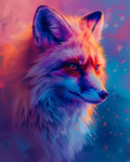 Fox beneath a colorful twilight sky in diamond painting art
