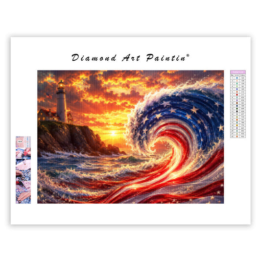 Waves and Lighthouse - Diamond Painting