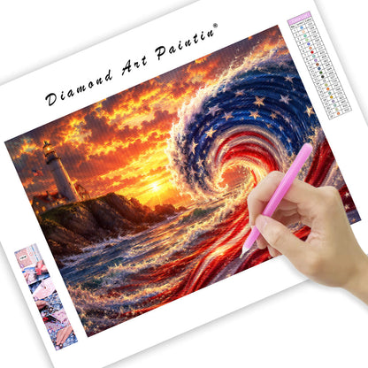 Waves and Lighthouse - Diamond Painting