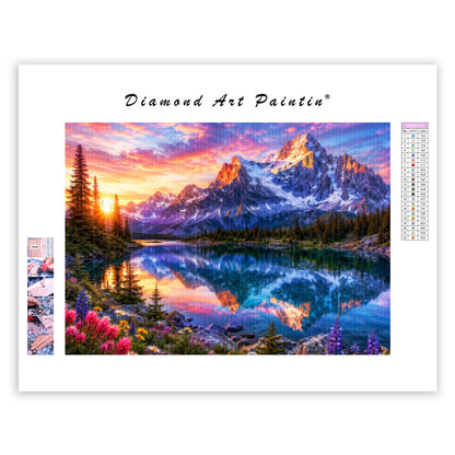 Alpine Sunrise Lake - Diamond Painting