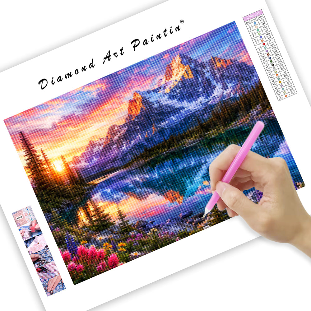 Alpine Sunrise Lake - Diamond Painting