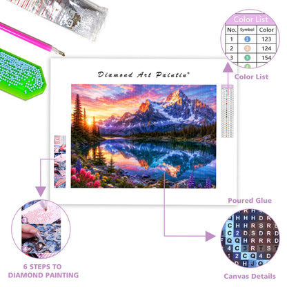 Alpine Sunrise Lake - Diamond Painting