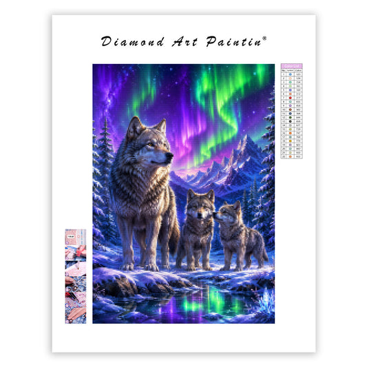 Aurora Wolf Family - Diamond Painting