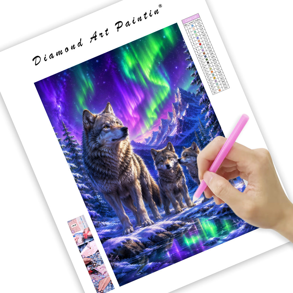 Aurora Wolf Family - Diamond Painting