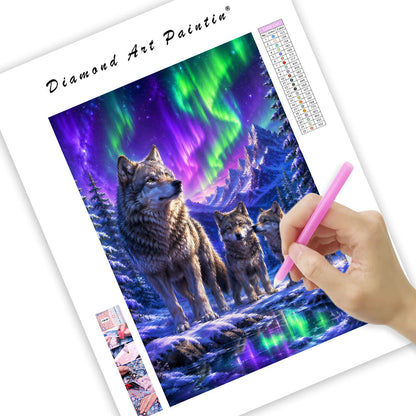 Aurora Wolf Family - Diamond Painting