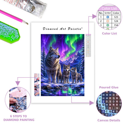 Aurora Wolf Family - Diamond Painting