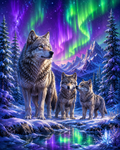 Aurora Wolf Family - Diamond Painting