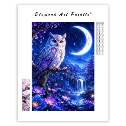 Celestial Moon Owl - Diamond Painting