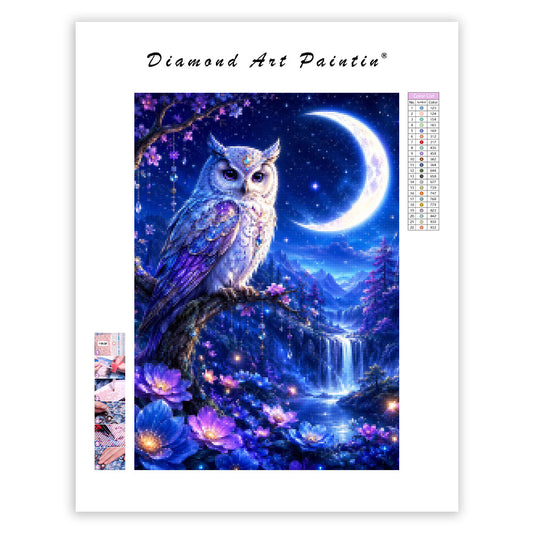 Celestial Moon Owl - Diamond Painting