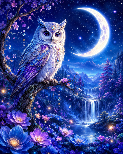 Celestial Moon Owl - Diamond Painting
