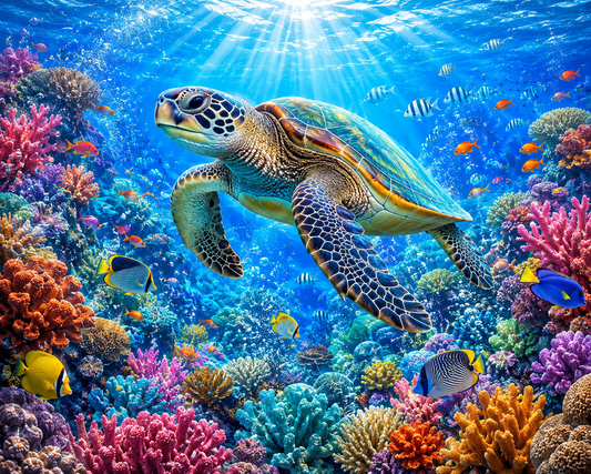Coral Sea Turtle - Diamond Painting