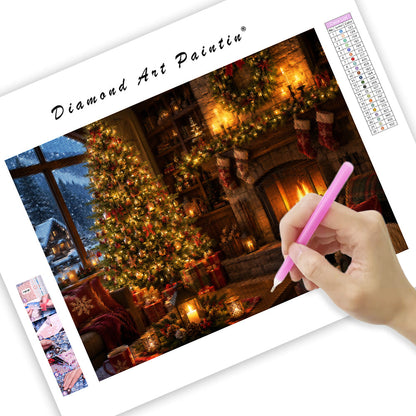 Cozy Christmas Hearth - Diamond Painting
