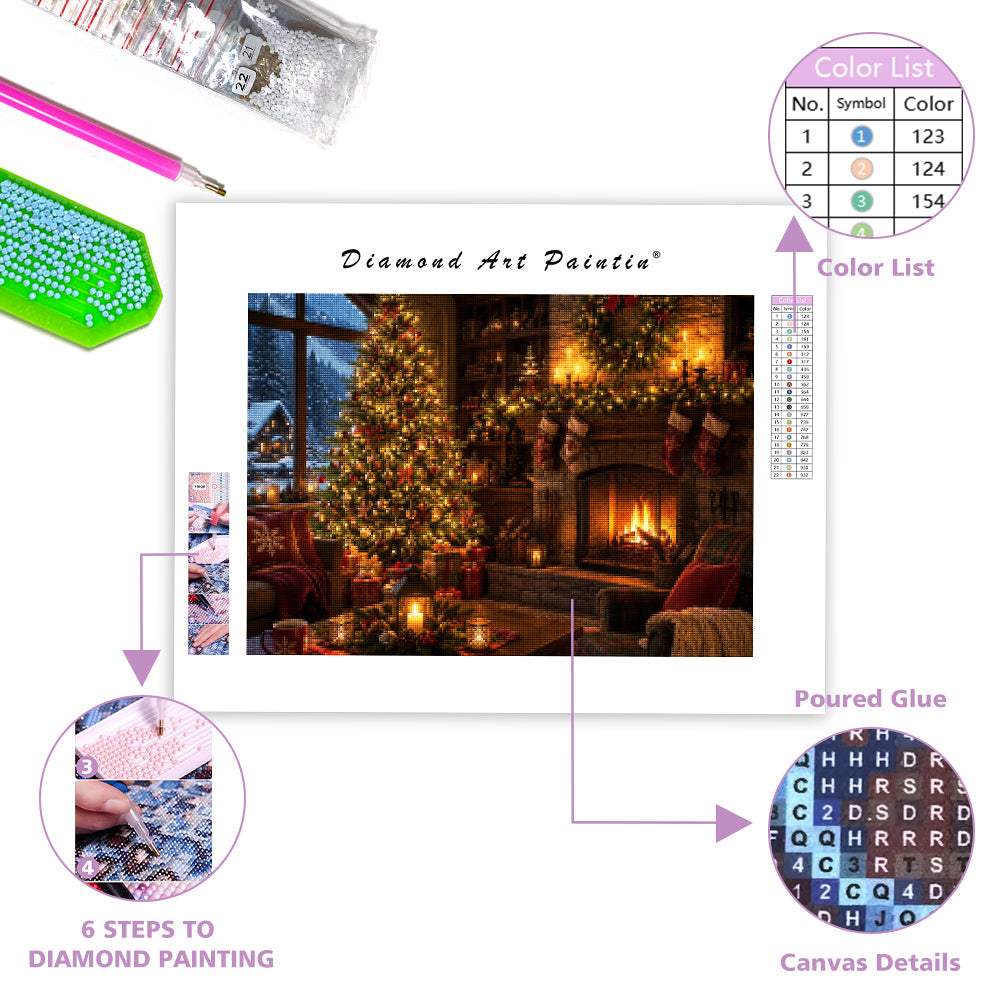 Cozy Christmas Hearth - Diamond Painting