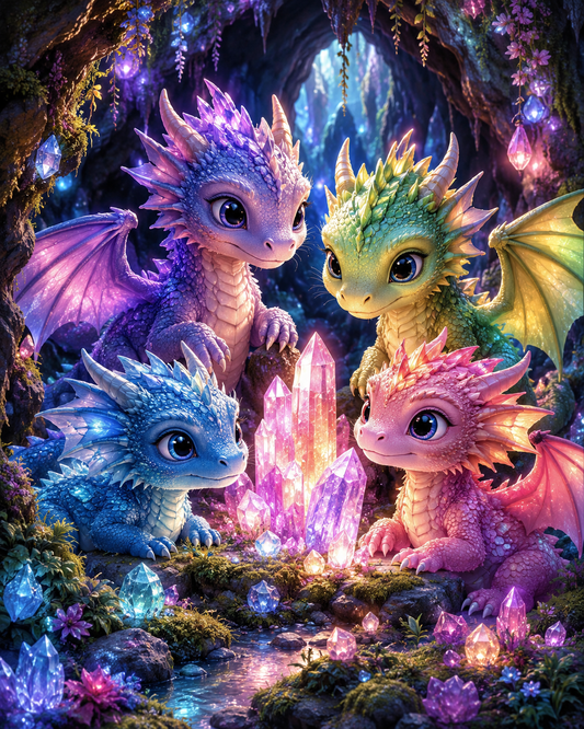 Crystal Dragon Gathering - Diamond Painting
