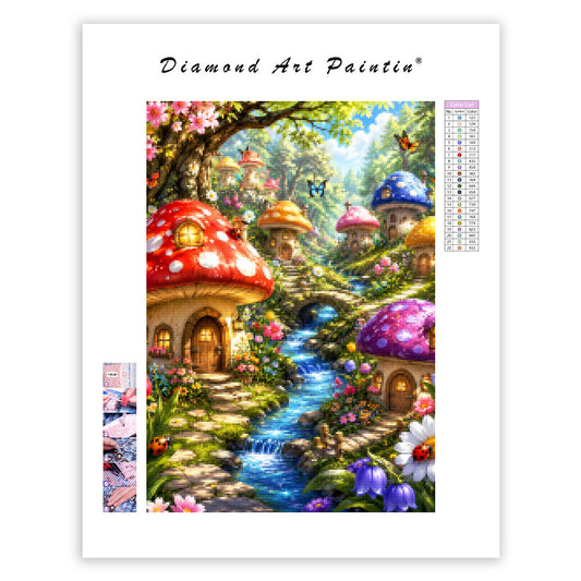 Enchanted Mushroom Village - Diamond Painting