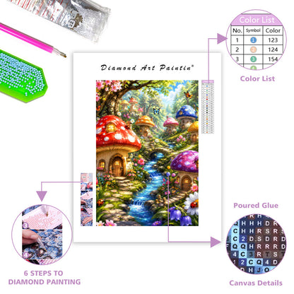 Enchanted Mushroom Village - Diamond Painting