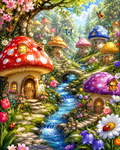 Enchanted Mushroom Village - Diamond Painting