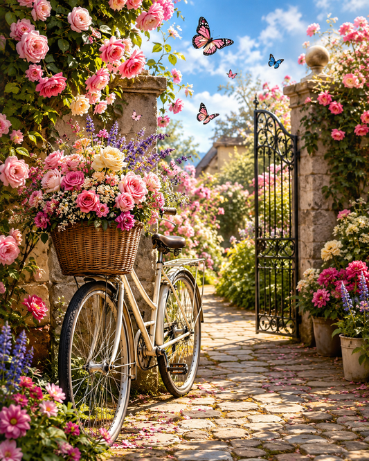 Garden Bicycle - Diamond Painting