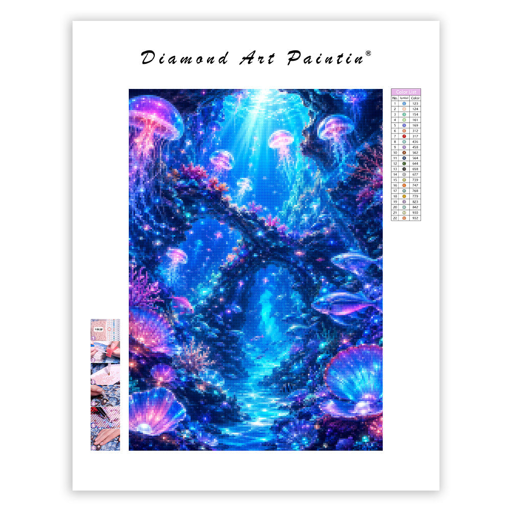 Glowing Jellyfish Grotto - Diamond Painting