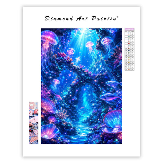 Glowing Jellyfish Grotto - Diamond Painting