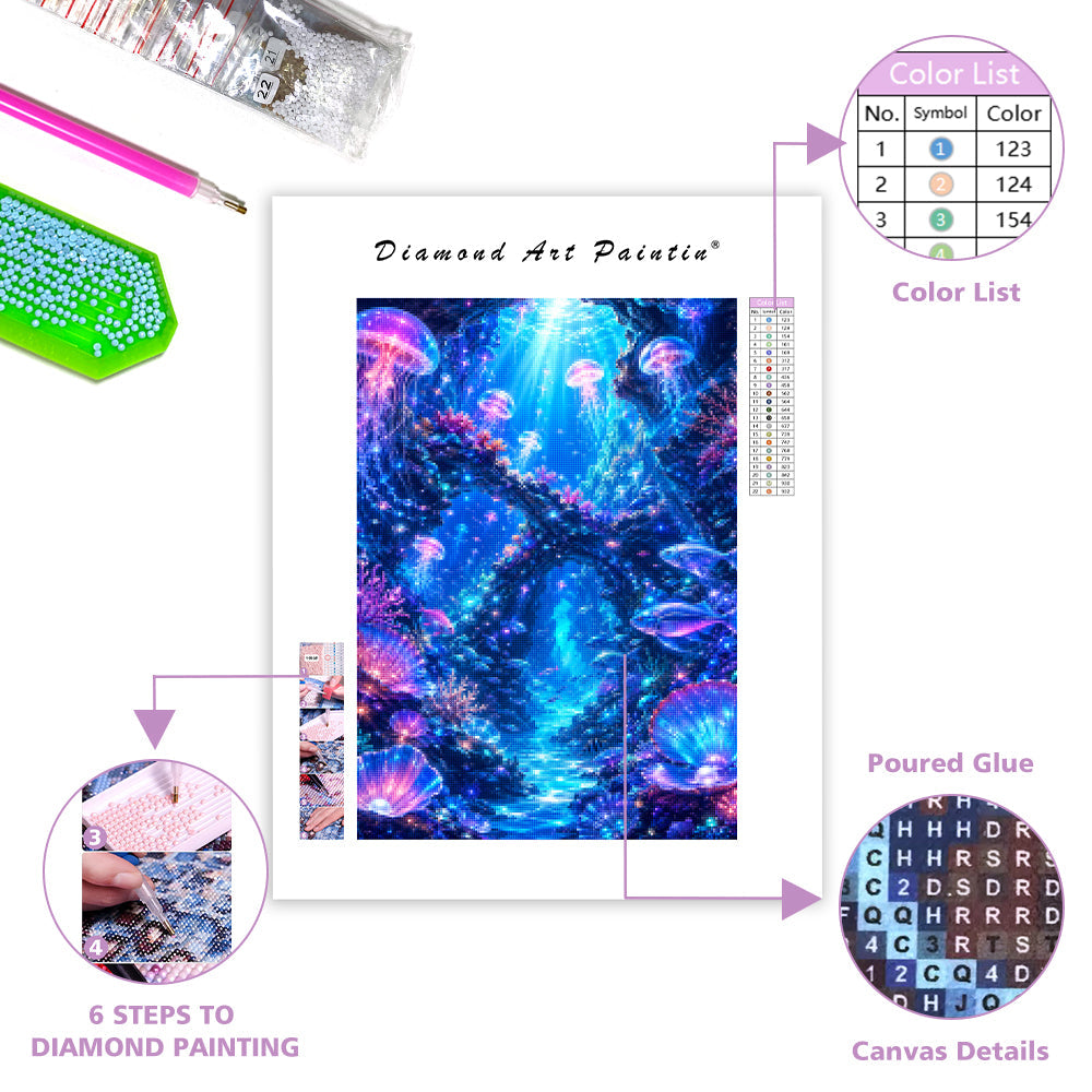 Glowing Jellyfish Grotto - Diamond Painting