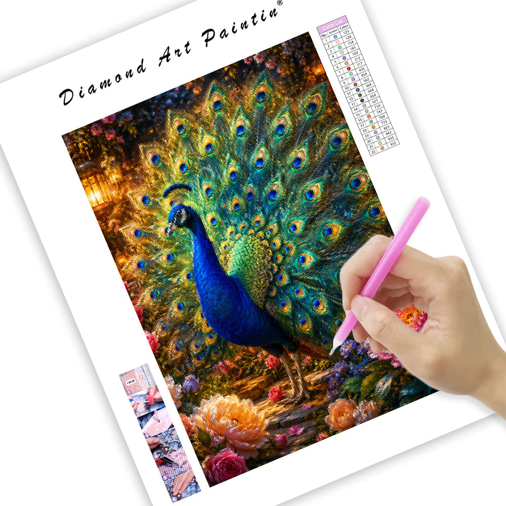 Golden Peacock - Diamond Painting