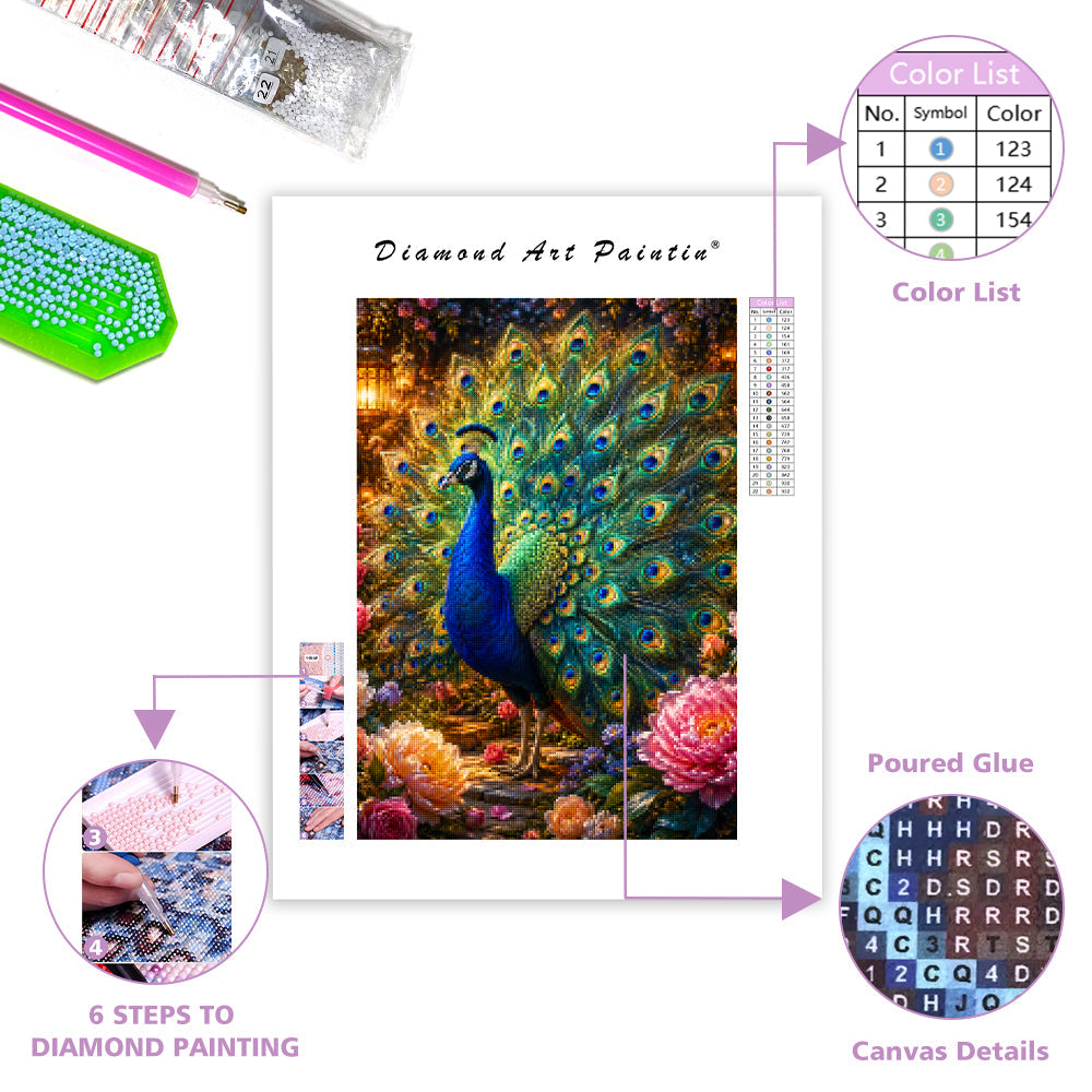 Golden Peacock - Diamond Painting