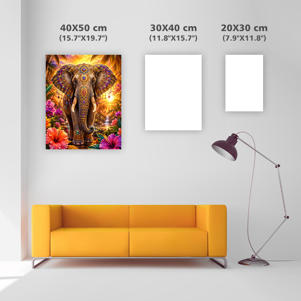 Jeweled Sunset Elephant - Diamond Painting
