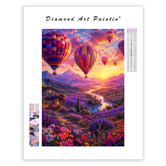 Lavender Balloon Valley - Diamond Painting