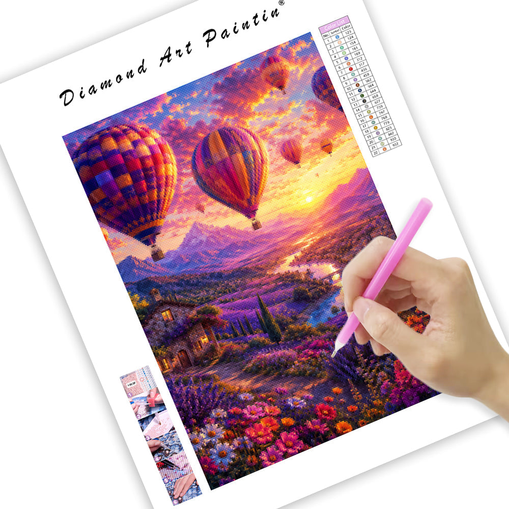 Lavender Balloon Valley - Diamond Painting